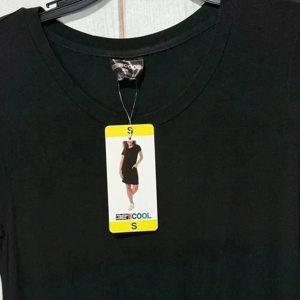 32 Degrees NWT Cool Jersey Dress Black Drop Elastic Waist Women’s Small - Picture 3 of 4